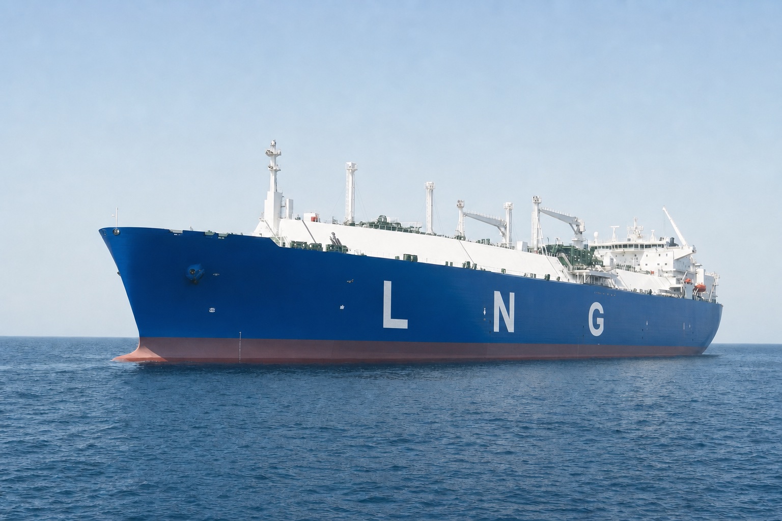 LNG carrier underway at golden hour