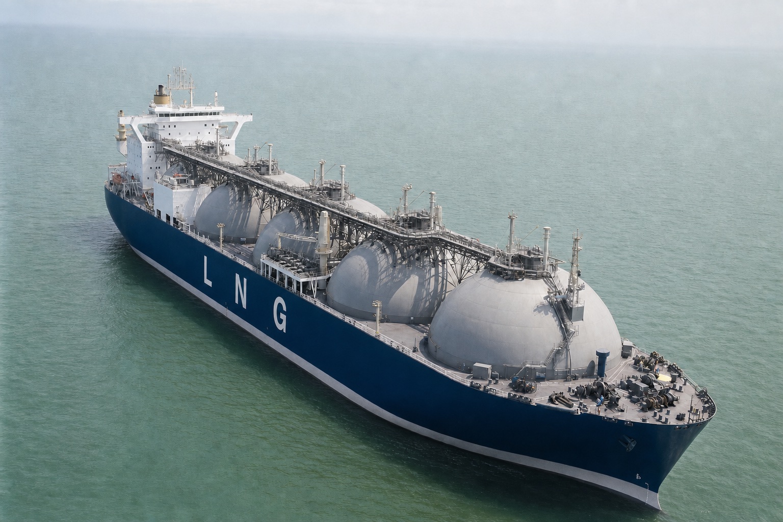Moss-type LNG carrier at sea